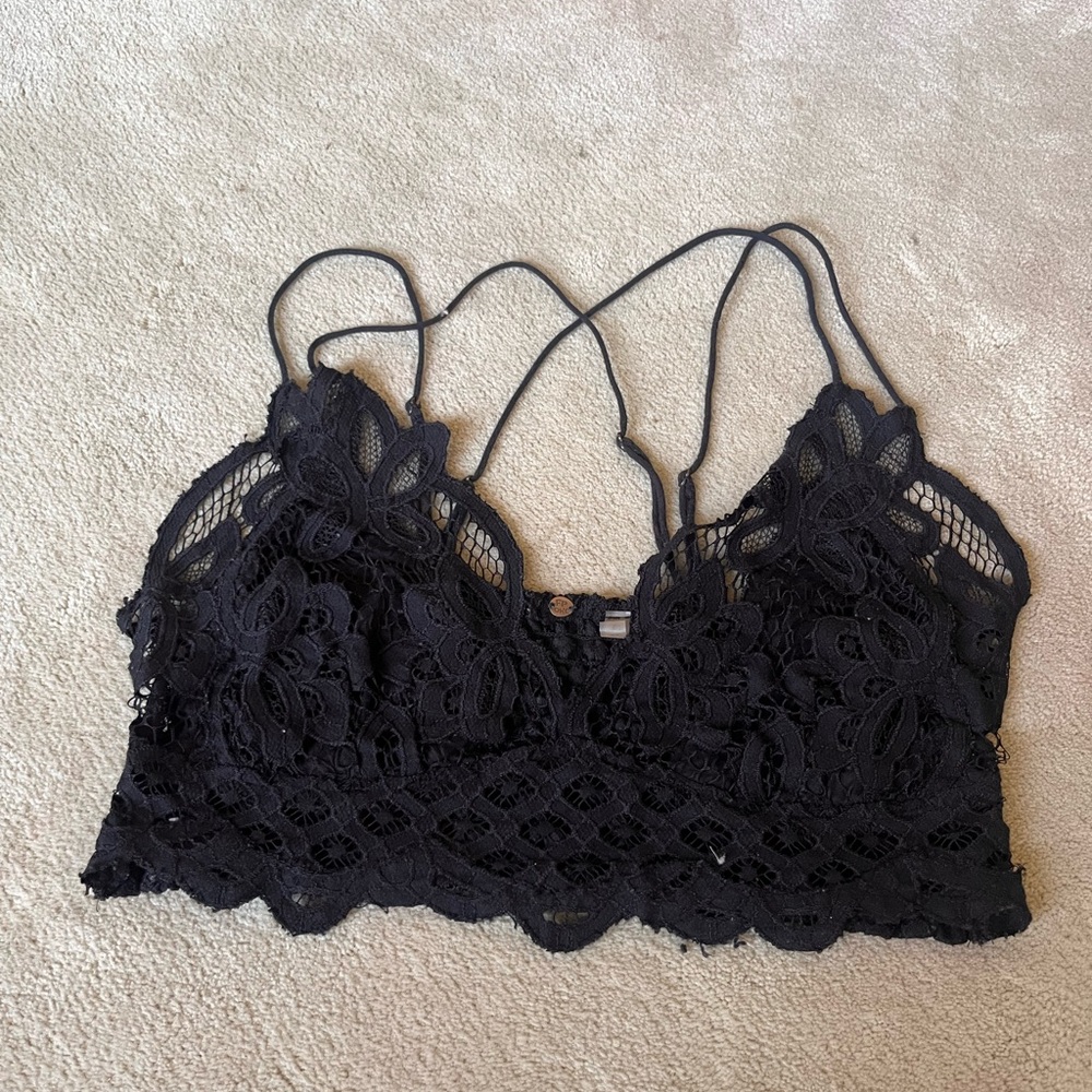 Free People Black Lace Adella Bralette